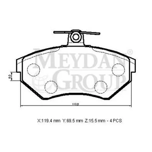 357698151E   Golf 3 92/98 , Volkswagen Golf- 3- 92/98  Ön Fren Balatası (Disk) (119,4X69,5X15,5) (Bramax)