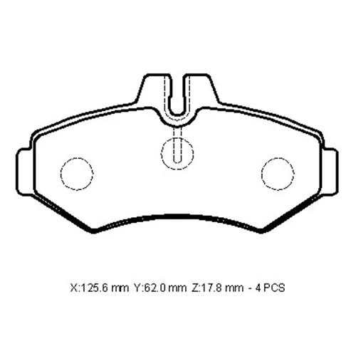 A0084204420   Volt Lt35/Lt46 96/07 , Volkswagen Volt- Lt35/Lt46- 96/07  Arka Fren Balatası (Kulaksız)(Kablosuz)(Disk)(125,6X62x17,8)(Fmk)